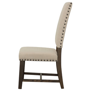 English Elm 2pc Parsons Dining Chairs Set Upholstered Armless Side Chairs with Nailhead Trim and Smoke Legs Beige 44.1 L x 20.48 W x 18.71 H B011P311402