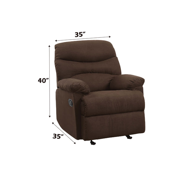 English Elm Arcadia Plush Microfiber Motion Recliner with Pillow-Top Arms, Smooth Latch Mechanism for Relaxation Chocolate 32 L x 31 W x 27 H B2726P256681