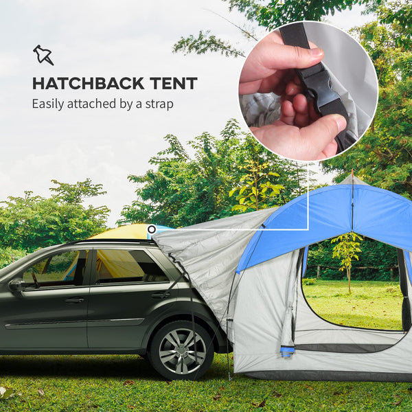 English Elm Outsunny Waterproof Suv Camping Tent for 5 to 6 Person Tailgate Outdoor Adventure Grey+Blue W2225P200548