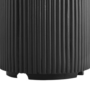 English Elm U_style Outdoor Mgo Propane Tank Cover Round Patio Side Table Fluted Stone Finish N711P410569B