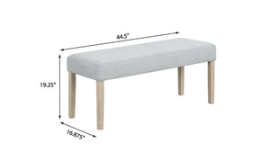English Elm Contemporary Gray Upholstered Dining Bench with Tapered Legs for Modern Spaces B011P427920