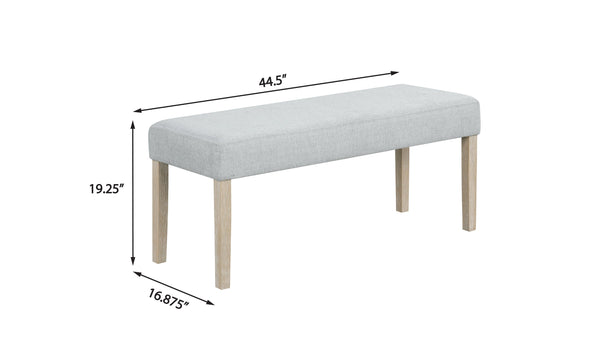 English Elm Contemporary Gray Upholstered Dining Bench with Tapered Legs for Modern Spaces B011P427920
