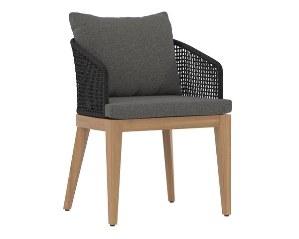 Sunpan Capri Outdoor Dining Armchair - Stylish, Durable Teak & Greymix Weave for Ultimate Comfort & Elegance Natural / Gracebay Grey