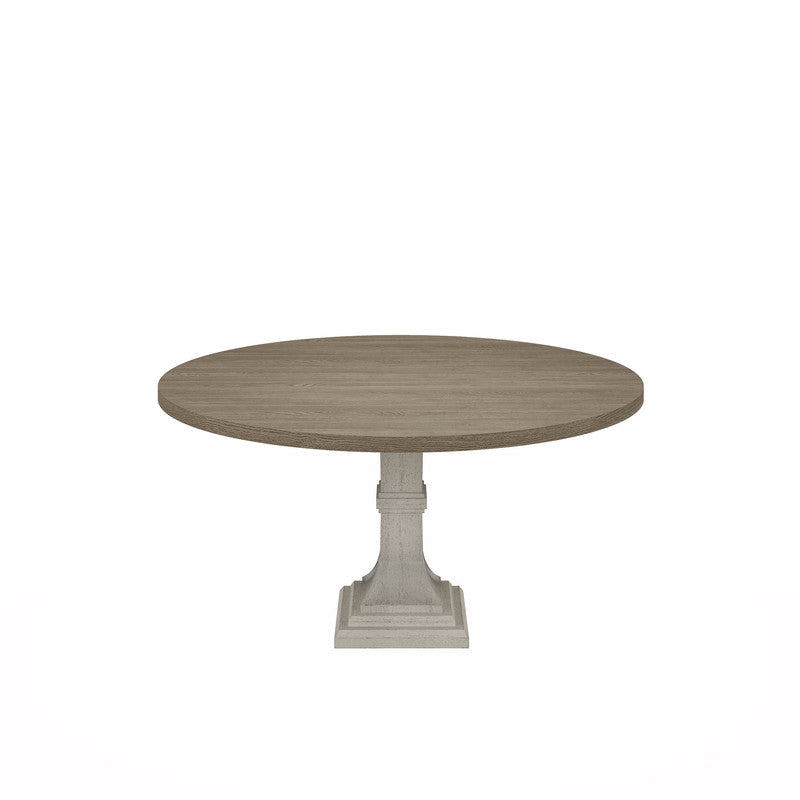 English Elm Taranto 59 Inch Round Pedestal Dining Table Seats Six with Distressed Gray Top B2749S00226