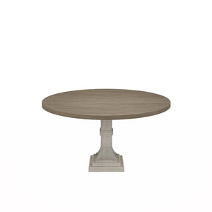 English Elm Taranto 59 Inch Round Pedestal Dining Table Seats Six with Distressed Gray Top B2749S00226