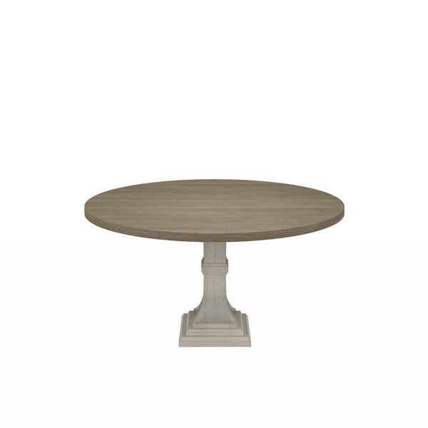 English Elm Taranto 59 Inch Round Pedestal Dining Table Seats Six with Distressed Gray Top B2749S00226