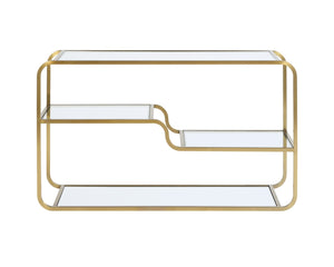 Sunpan SILVIA Contemporary Console Table with Mirrored Base & Glass Shelves for Elegant Entryway Style 107633