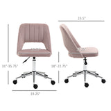 English Elm Vinsetto Modern Mid Back Office Chair With Velvet Fabric, Swivel Computer Armless Desk Chair With Hollow Back Design For Home Office, Pink