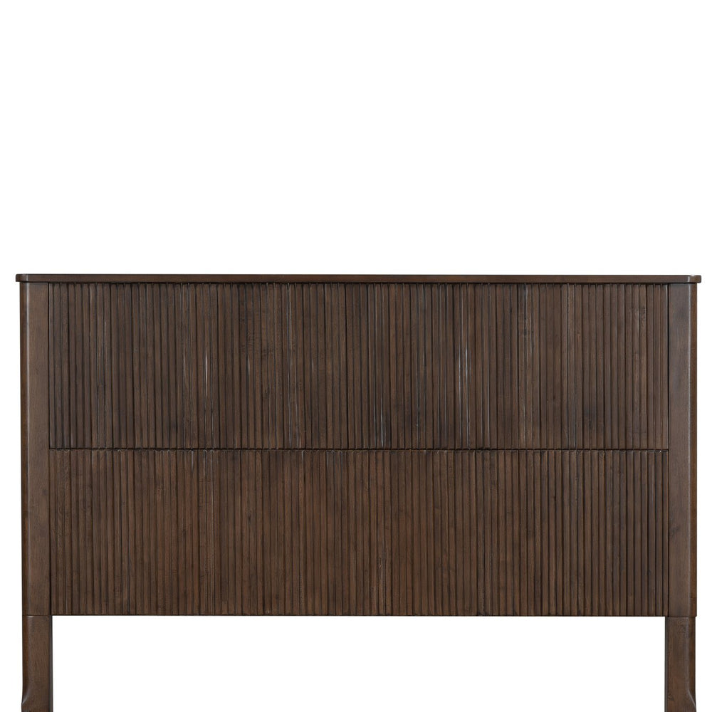 English Elm Queen Solid Wood Panel Bed Warm Grain Headboard Mid-century Transitional Bedroom Frame Walnut W1716P269016