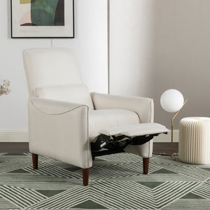 English Elm Christopher Knight Home® - Push Recliner Chair Beige Fabric Upholstered Small Space Fatigue-Reliever with Rubberwood Legs, Safe Protection Plate N771P210116M