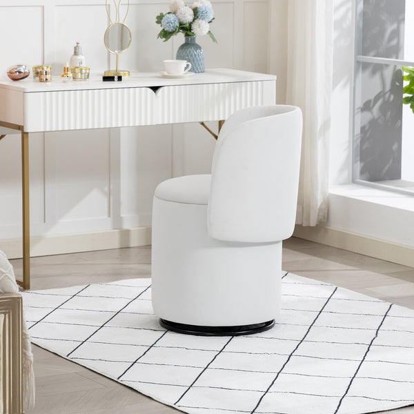 English Elm Stylish Barrel Swivel Accent Chair Upholstered Seat with Storage for Vanity or Dining W3248P424642
