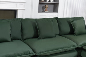 English Elm Modern Chenille Sectional Sofa with Ottoman Modular Layout for Spacious Living Rooms Antique Green W2530S00019