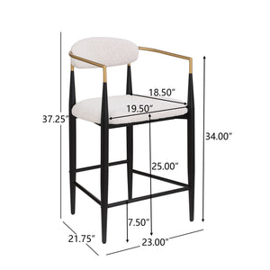 English Elm Christopher Knight Home® - Counter Stool Set Of 2 - Modern Minimalist Boucle Upholstered Stools With Elegant Iron Frame N771P249370B