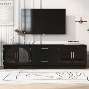 English Elm Vibe 68.9'' Modern Minimalist Tv Stand For 75'' Tvs - Stylish Media Console With Adjustable Storage Solutions N724P284467B-GIGA