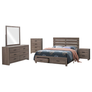 English Elm Sherwood Barrel Oak 5-Piece Queen Bedroom Set With Storage, Stylish Design, And Easy Assembly B062S01297-GIGA