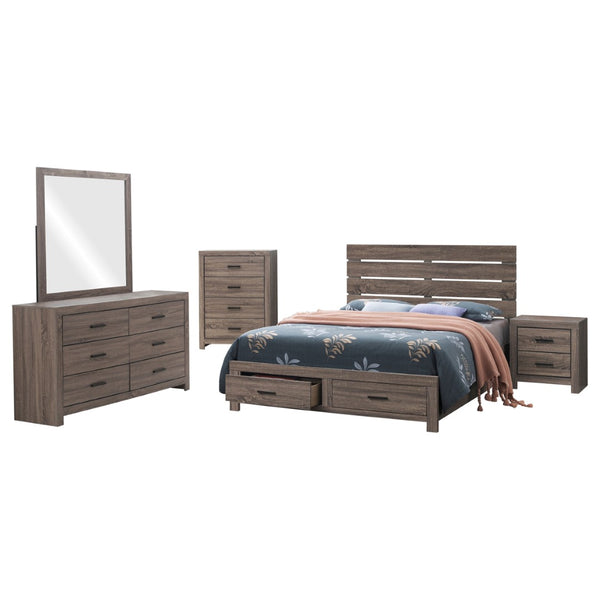 English Elm Sherwood Barrel Oak 5-Piece Queen Bedroom Set With Storage, Stylish Design, And Easy Assembly B062S01297-GIGA