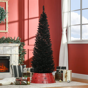 English Elm Homcom Slim Black Pencil Christmas Tree 6ft Artificial with 390 Branch Tips Unlit W2225P229803