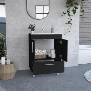 English Elm Othello Single Bathroom Vanity with Four Leg Base Double Door Cabinet Storage B128S00217
