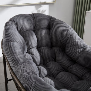 English Elm Outdoor Rattan Rocking Chair Oversized Hand-Woven Patio Egg Recliner with Plush Cushion Comfortably Rocking Grey W640P271518