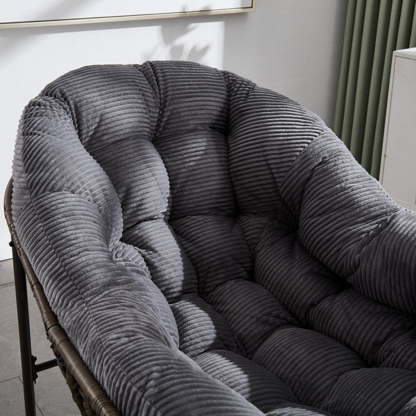 English Elm Outdoor Rattan Rocking Chair Oversized Hand-Woven Patio Egg Recliner with Plush Cushion Comfortably Rocking Grey W640P271518
