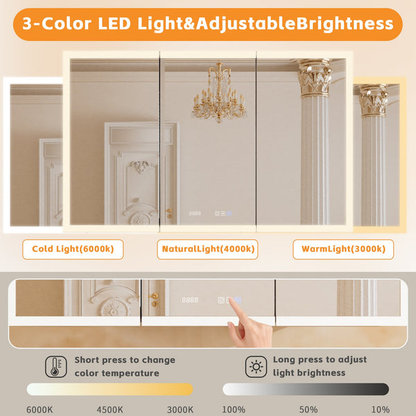 English Elm Lighted Aluminum Medicine Cabinet Smart Mirror with Anti-fog Led and Built-in Usb Outlet W5609P461490