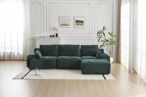 English Elm Modern Memory Foam Compressed Sofa — Pet-Friendly Corduroy Modular Sectional, Cloud-Like Comfort, No Assembly Green W3723S00012