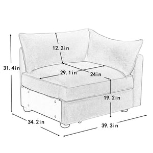 English Elm Sofa Sectional Left Facing Chenille Crescent Silhouette with Hidden Storage Modern Nordic Green W3041P293496