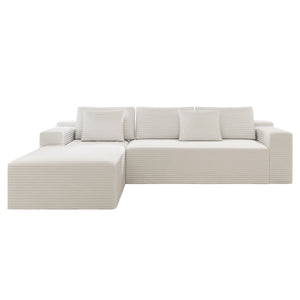 English Elm 104.3*68.9"modular Sectional Sofa Plush Corduroy Two Piece Living Room Ready D1105120311