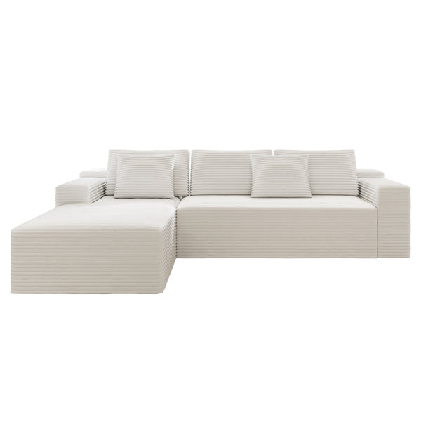 English Elm 104.3*68.9"modular Sectional Sofa Plush Corduroy Two Piece Living Room Ready D1105120311