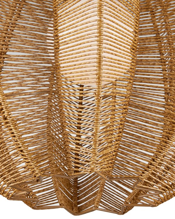 Currey & Company Barbary Fluted Outdoor Pendant - Elegant Starfruit Design In All-weather Wicker, Adjustable Height Natural All,Weather Wicker ,Metal ,Glass 9500-0019-currey-company