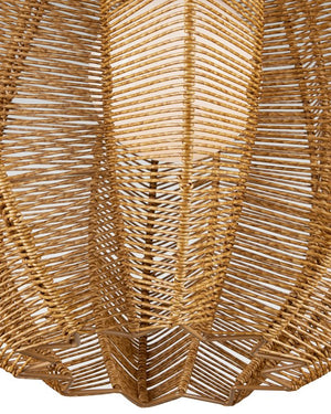 Currey & Company Barbary Fluted Outdoor Pendant - Elegant Starfruit Design In All-weather Wicker, Adjustable Height Natural All,Weather Wicker ,Metal ,Glass 9500-0019-currey-company