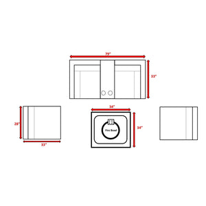 English Elm Fully Assembled Wicker Patio Conversation Set With Fire Pit & Plush Cushions For 4 Outdoors B120S00225