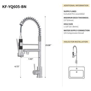 English Elm Bothwa Cupc Certified Single Handle Kitchen Faucet Tall Arc Stainless Steel Design Brushed Nickel B2724P262358