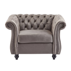 English Elm Christopher Knight Home® - Chesterfield Velvet Club Chair with Button-Tufted Diamond Stitch, Nailhead Trim, Solid Wood Frame N776P309421D