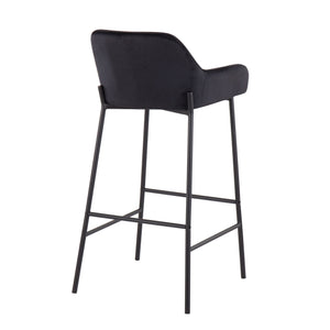 English Elm Daniella Industrial Bar Stools Set Of 2 - Plush Black Velvet & Sturdy Metal Frame For Modern Spaces B202S00538