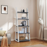 English Elm 5-Tier Shelves,Bookshelf, Storage Rack, Bookcase With Rubber Wood Frame, Ladder Shelf For Living Room, Home Office, Kitchen, Bedroom, Apartment