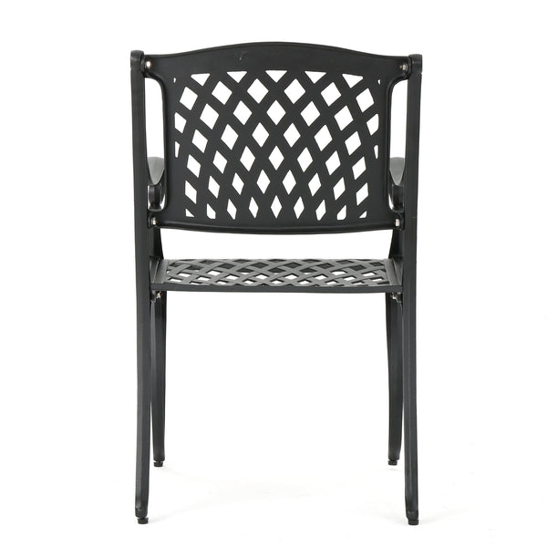English Elm Cayman Arch Back Cast Aluminum Mesh Outdoor Dining Chairs Weather Resistant Set 54587.00SAD