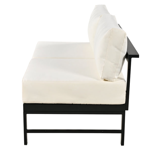 English Elm U_style Outdoor U-shaped Sectional with Iron Frame and Ultra Thick Foam Patio Seating WY000478AAA