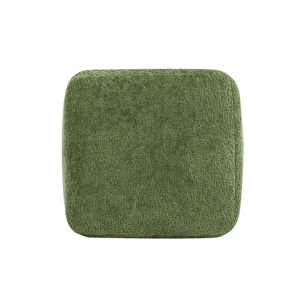 English Elm Jennifer Taylor Home - Clyde 14" Tapered Square Upholstered Ottoman in Spice Fleece Teddy Fabric — Compact Cozy Footrest and Seat Green B2719P269258