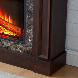 English Elm Electric Fireplace With Remote Control - Realistic 3D Flame & Stacked Stone Mantel, Cherry Finish W1758S00032