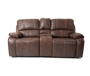 English Elm POWER POWER LOVESEAT Chocolate Leather-Look Reclining Sofa 77" x 38" x 41" H Metal Power Mechanism Wood Frame Comfortable Stylish B089S00120