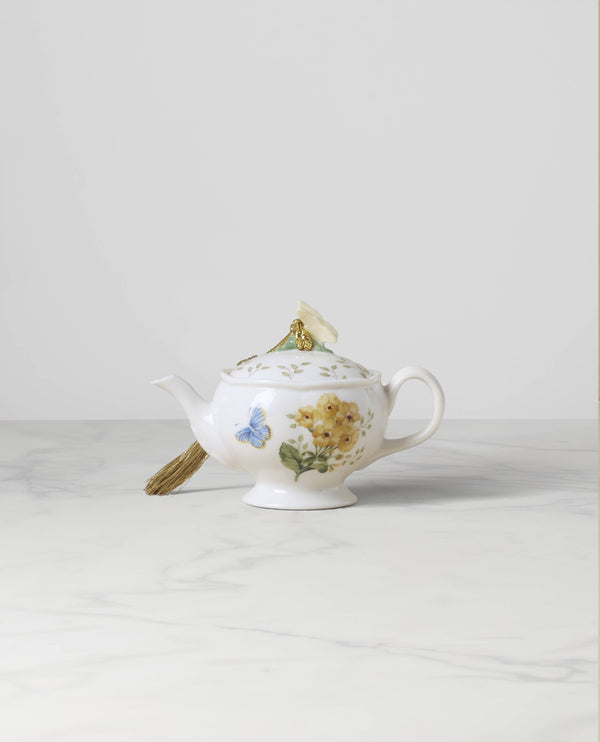Lenox Butterfly Meadow Teapot Ornament Green, IVORY PORCELAIN 896350