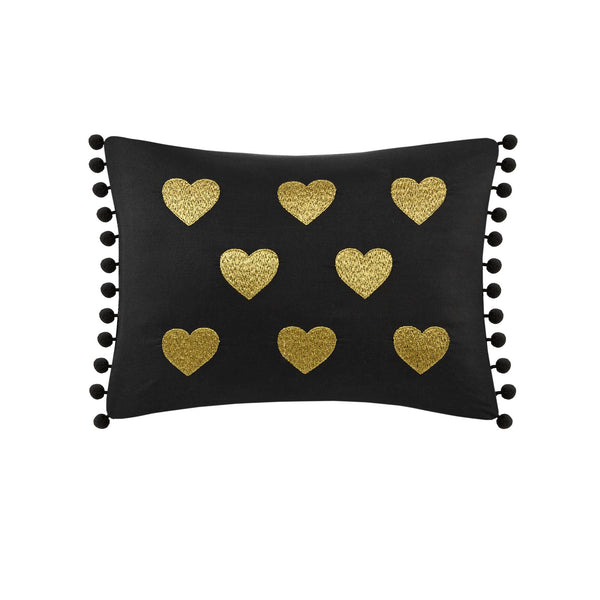 English Elm 4 Pcs Luxurious Black/Gold Metallic Plush Comforter Set With Decorative Pillow For Full/Queen Beds B035P319892