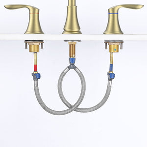 English Elm 2-Handle Brushed Gold Widespread Bathroom Sink Faucet With 360° Swivel Spout For Elegant Style T3177P277513