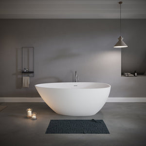 English Elm 60" Acrylic Oval Freestanding Soaking Tub with Glossy Finish and Pop-up Drain Matte White T5287P418026
