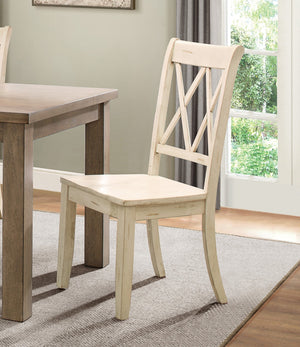 English Elm 5pc Farmhouse Dining Set Pine Table with Four Double X Back Chairs for Kitchen White B011S00999