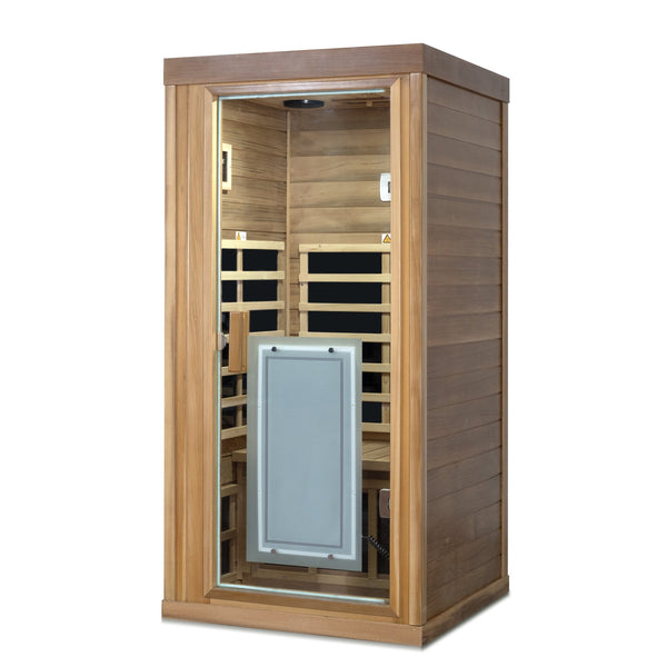 English Elm One Person Far Infrared Cedar Indoor Sauna with Glass Door and Bluetooth Audio W632S00015