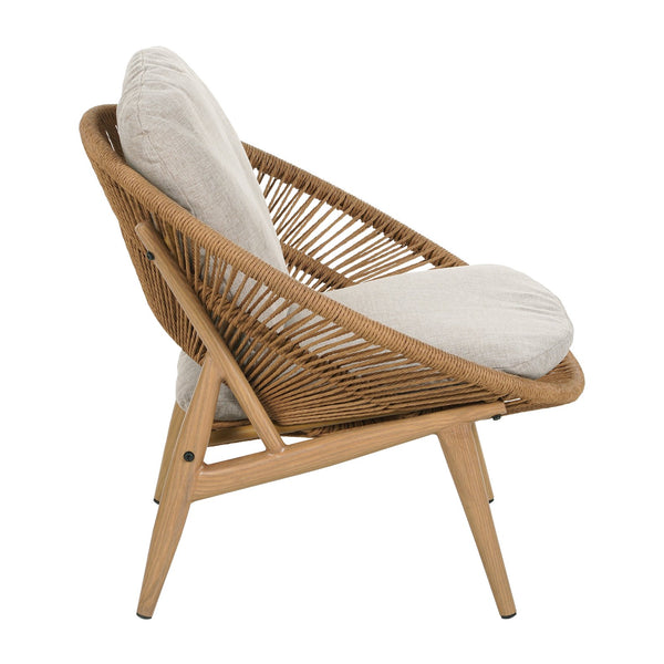 English Elm Christopher Knight Home® - Cyril Outdoor Papasan Lounge Chair - Light Brown Wicker & Beige Cushion For Stylish Relaxation N775P290578B