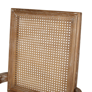 English Elm Dining Chairs Set of 2 Cane Back Rubberwood Armchair French Country Upholstered Seat N769P433301M