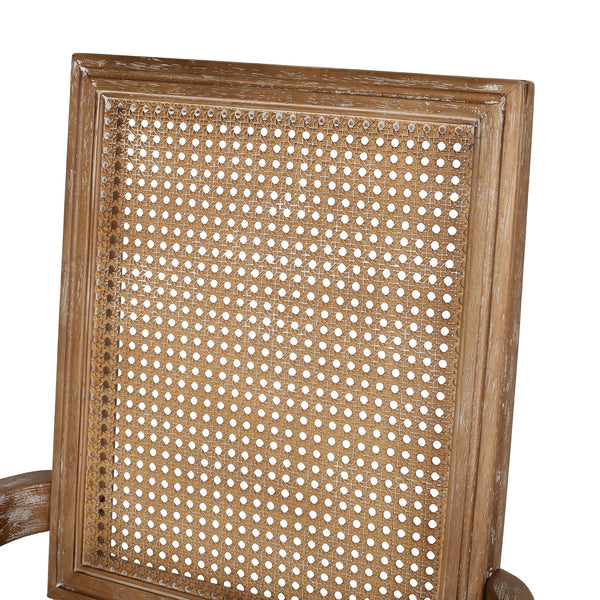 English Elm Dining Chairs Set of 2 Cane Back Rubberwood Armchair French Country Upholstered Seat N769P433301M
